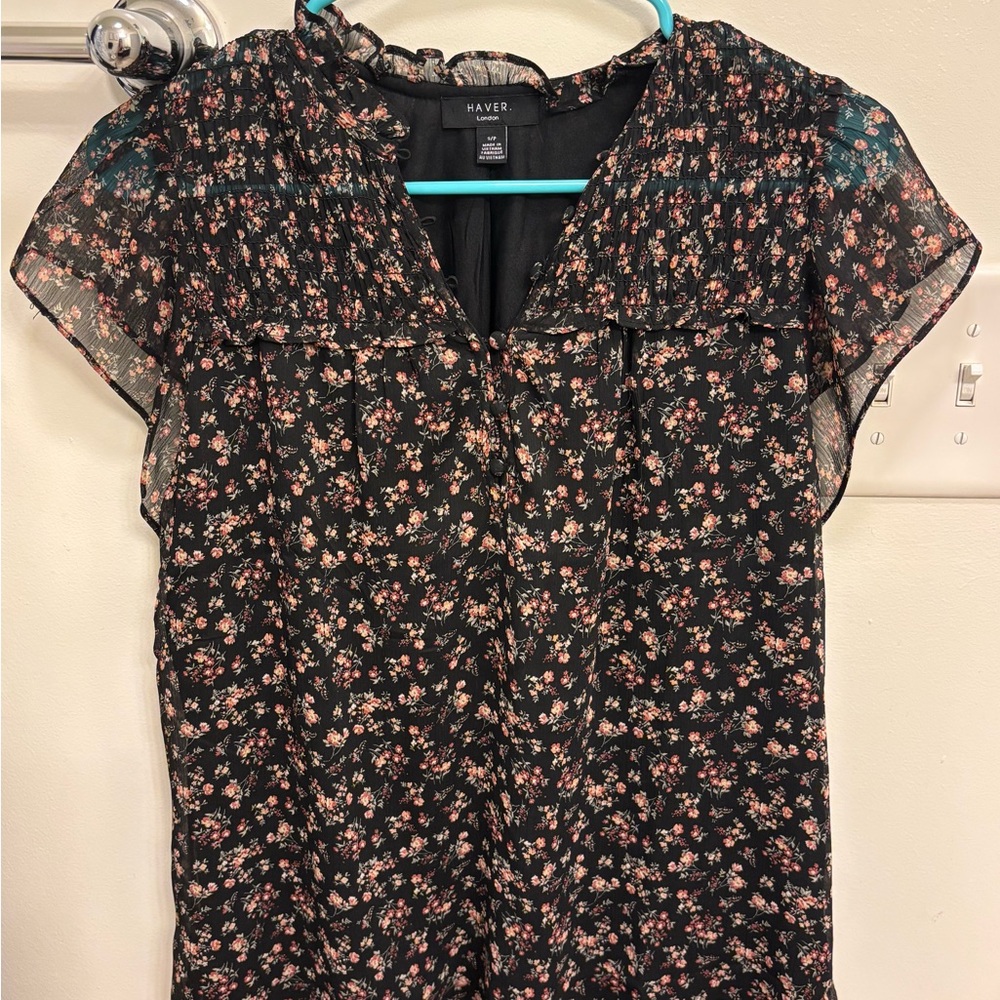 Women's Black Floral Top